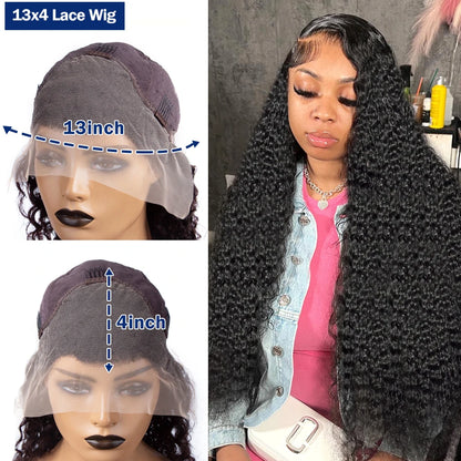 13x6 HD Transparent Loose Deep Wave Frontal Wig 250 Density 13x4 Lace Front Wig Human Hair Brazilian Raw 30 40 Inch Curly Wigs