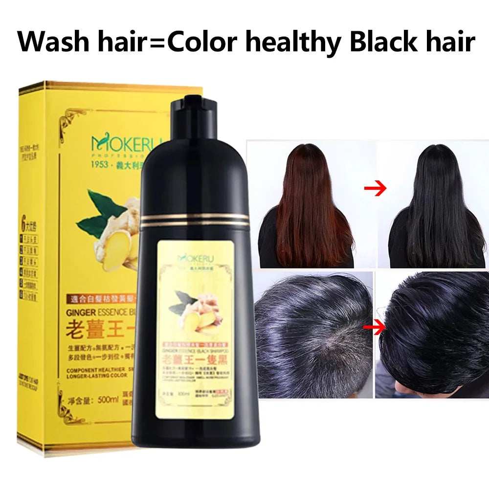 Mokeru Long Lasting Permanent Hair Color Natrual Ginger Hair Dye Black Shampoo for Women and Men Fast Beatuy Health Products