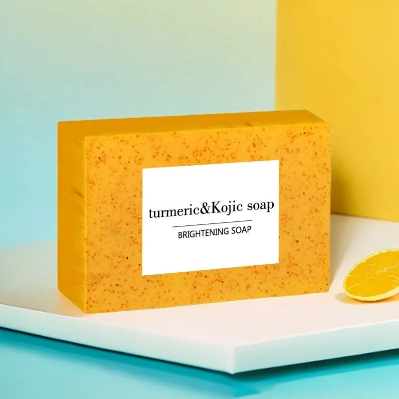 100g Turmeric Kojic Acid Soap with Lemon Granules Exfoliating Scrubbing Skin Lightening Body Care Jabón Con Ácido Kojico Y Témor