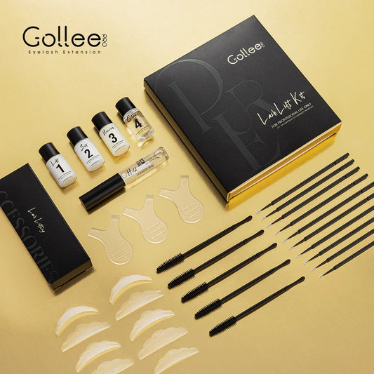 Gollee Lash and Brow Curling Kit Natural Eyelash Lifting Perm Treatment Makeup Set 4-6 Weeks For Lash Curler Perm Long Lasting