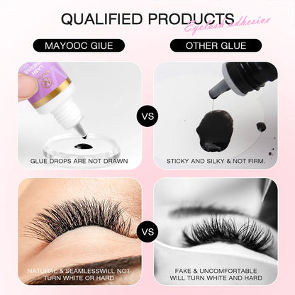 MAYOOC Fast Dry Strong Eyelash Extension Glue 5ml Adhesive 7-8 Weeks Non Odor False Lash Glue Makeup Tool Free Custom logo