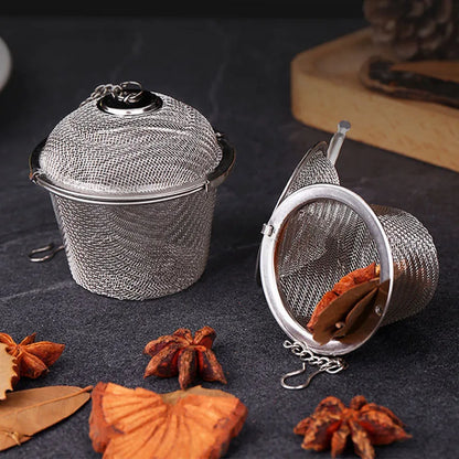 Herbal Ball Tea Spice Strainer Durable Silver Reusable Stainless Mesh Teakettle Locking Tea Filter Infuser Spice Kitchen 5 Sizes