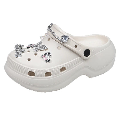 Crystal Butterfly Platform Sandals Women 2025 Summer Non Slip Eva Clogs Garden Shoes Woman Cozy Thick Sole Beach Sandals Female