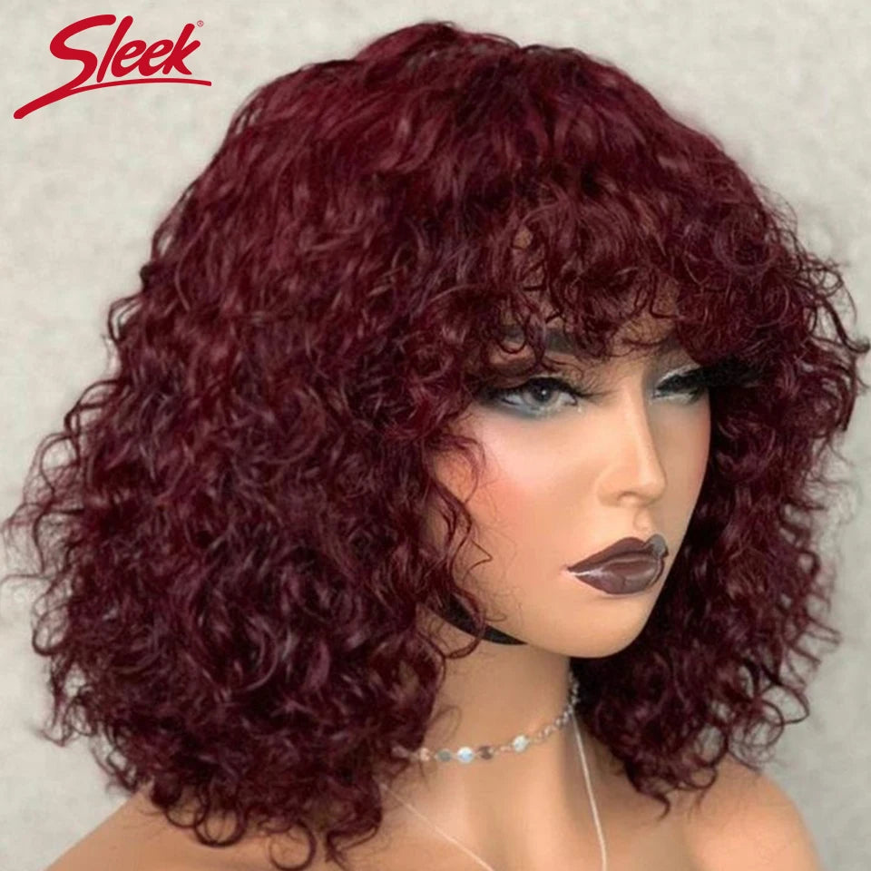 Jerry Curly Short Bob Human Hair Wigs With Bangs Wear To Go Glueless Wig Highlight Honey Water Wave Blonde Colored Wig For Women