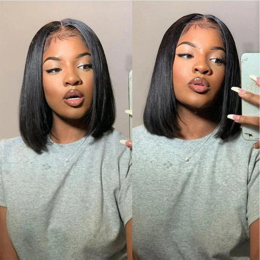 10-16inch Short Straight Bob Wig  Straight Brazilian 100% Human Hair Bobo 13x4 Lace Frontal Wig Bobo Medium Straight Hair
