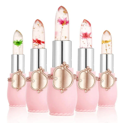 Flower Jelly Lipstick Set Temperature Change Moisturizer Flower Lip Stick Long Lasting Lip Balm Magic Color Change Lip Gloss Set