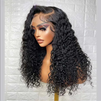 180 Density 26 inch Long Soft Black Kinky Curly Preplucked Lace Front Wig For Women Natural Hairline Wig With Baby Hair Glueless