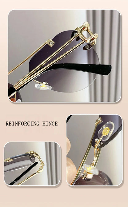 Rimless Designer Sunglasses Women Trendy Luxe Fashion Sunglasses Men Vintage Glasses Lentes De Sol Mujer Lunette Soleil Femme