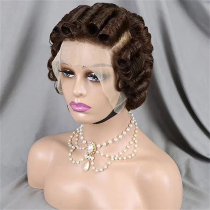 613 Blonde Pixie Cut Short Bob Loose Wave Human Hair Wigs Chocolate Brown Short Bob 13x4 Transparent Lace Front Wigs Preplucked