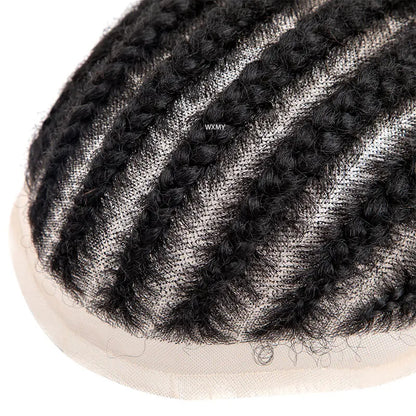 8 Cornrow Braids Full Lace Base Toupee Men's Wig Male Hair Prosthesis Crochet Braids Lace Wigs Human Hair Systems For Black Men