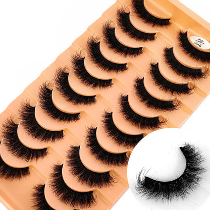 10Pairs 3D Mink Lashes Cilios Fluffy Soft Beauty Natural Short Mink Fake Eyelashes Classic Thick Reusable Makeup False Eyelashes