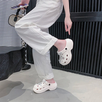 Crystal Butterfly Platform Sandals Women 2025 Summer Non Slip Eva Clogs Garden Shoes Woman Cozy Thick Sole Beach Sandals Female
