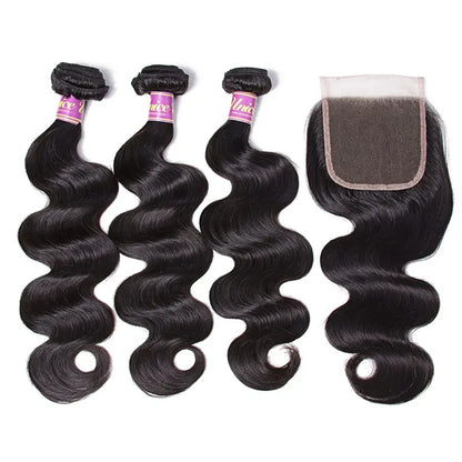 UNice Hair Reddish Brown Body Wave Bundles With 4x4 Closure 100% Human Hair 2/3/4 PCS Bundles And Closure Can Make 250% Lace Wig