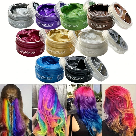 9-Color Temporary Hair Color Wax &Hair Styling Paste,Disposable Colorful Hair Dye Cream for Unisex Adult for Hair Coloring Style