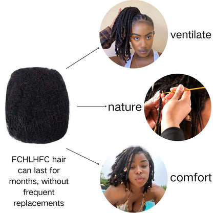 Afro Kinky Bulk Human Hair 30g/Pack Natural Black 100% Human Hair For Dreadlock Extensions Repair Locs Twist Braiding 8 Inch