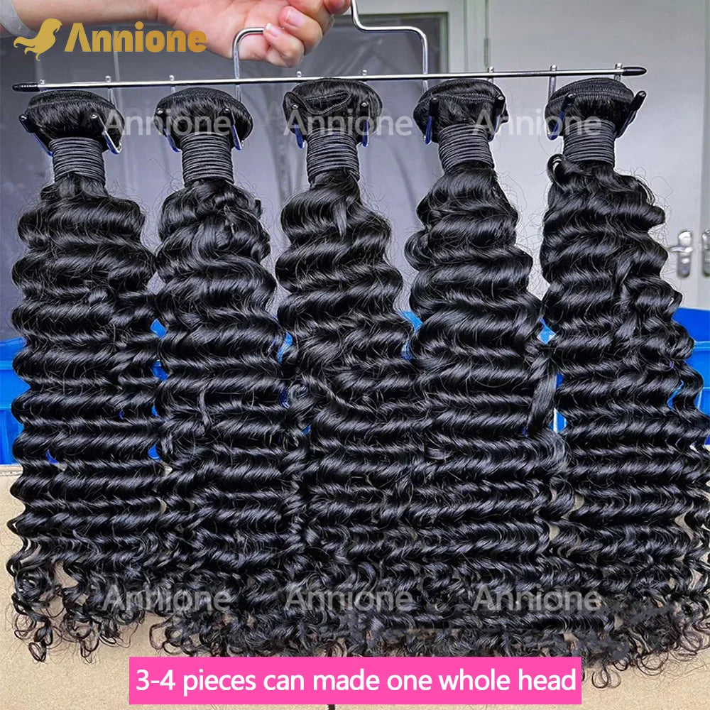 Curly Deep Wave Human Hair Bundles 30 32 Inch 4/3/1PCS Bundles Raw Hair 100% human hair Brazilian Hair Bundle Weaving Extensions