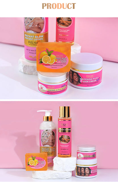 AILKE OEM Wholesale Smooth Brightening AHA Dark Spots Removal, Skin Whitening Anti Wrinkle Skin Care Set