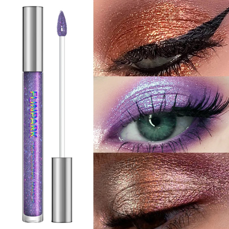 Glitter Liquid Eyeshadow, Silver Monochrome Tone, Waterproof Makeup Effect, Shimmer Pigment Eye Shadow Pallete Set