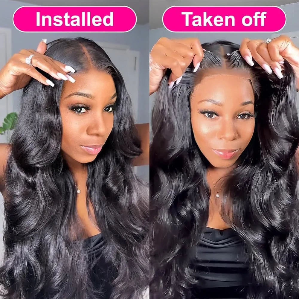 9x6 Wear and Go Glueless Wigs Human Hair Pre Plucked Pre Cut 1B/30 Highlight Ombre Lace Front Wigs Body Wave Human Hair Wigs