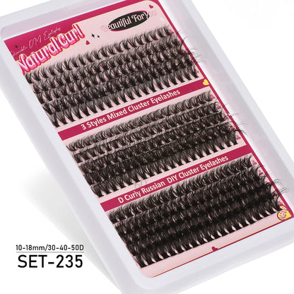 Individual Lashes 20-100D 280pcs Cluster Lashes Natural Look Mixed Tray DIY Eyelash Extension Volume Lash Clusters Eyelashes