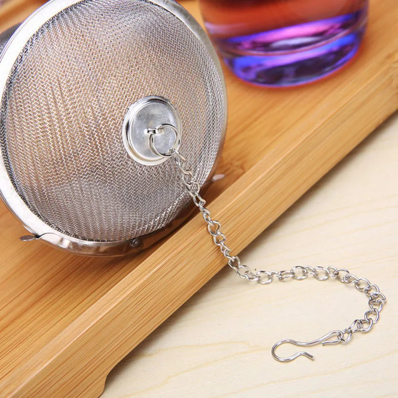 Herbal Ball Tea Spice Strainer Durable Silver Reusable Stainless Mesh Teakettle Locking Tea Filter Infuser Spice Kitchen 5 Sizes