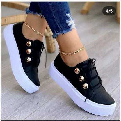 New White Shoes Women 2023 Fashion Round Toe Platform Shoes Size 43 Casual Shoes Women Lace Up Flats Women Loafers Zapatos Mujer