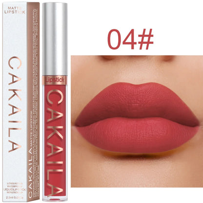 1PC Velvet Matte Lipstick Lip Gloss Light Red Liquid Lip Tint Cream Pigment Long Lasting Silky Texture Lips Women's Cosmetics