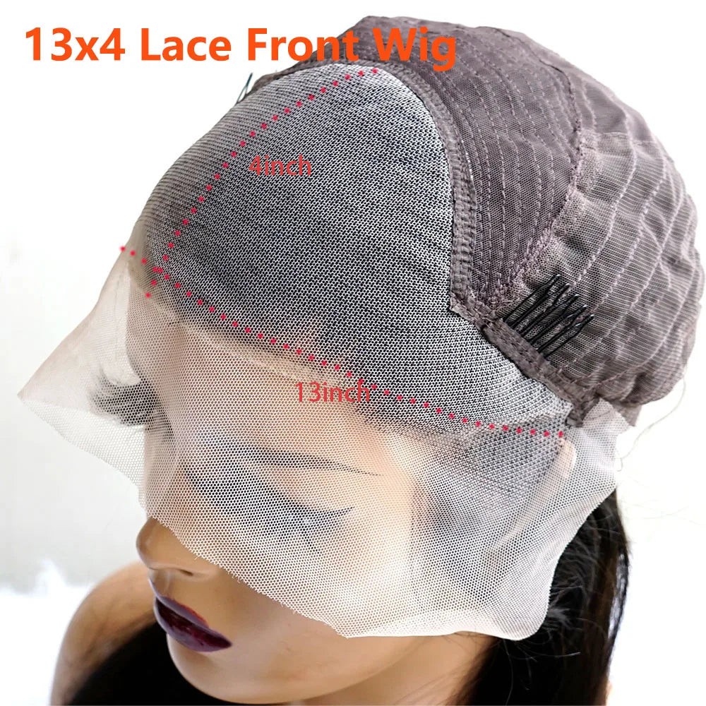 Grey Blonde 13x4 Full Lace Front Wig 4x4 Ash Blonde Bone Straight HD Transparent Lace Closure Frontal Human Hair Wig For Women