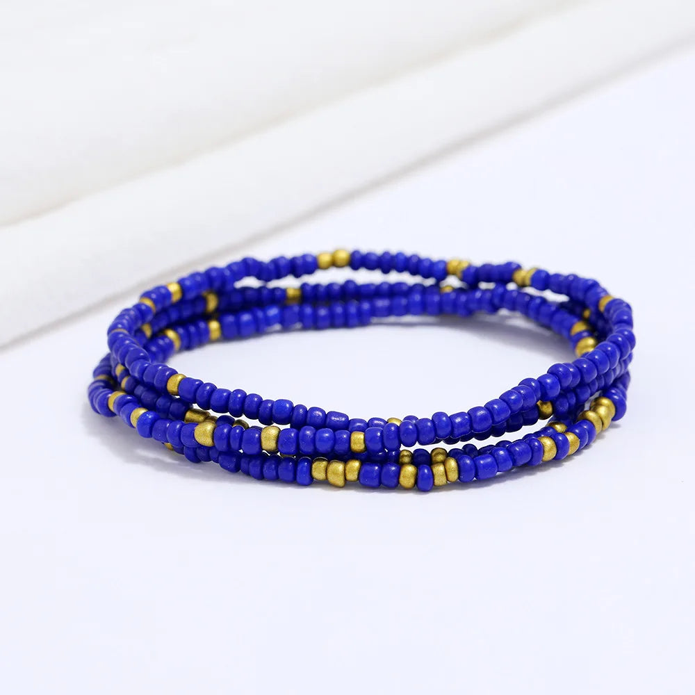 New Fashion Multi-layer Handmade Colored Rice Beads Beach Chain Summer Popular Waist Chain Women BD7051