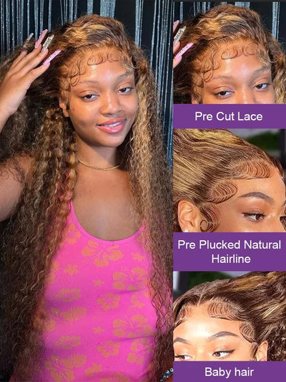 Loose Deep Wave Wig Human Hair Ready To 13x4/13x6 Lace Closure Curly Highlight Ombre 4/27 Preplucked Hairline Pre Cut