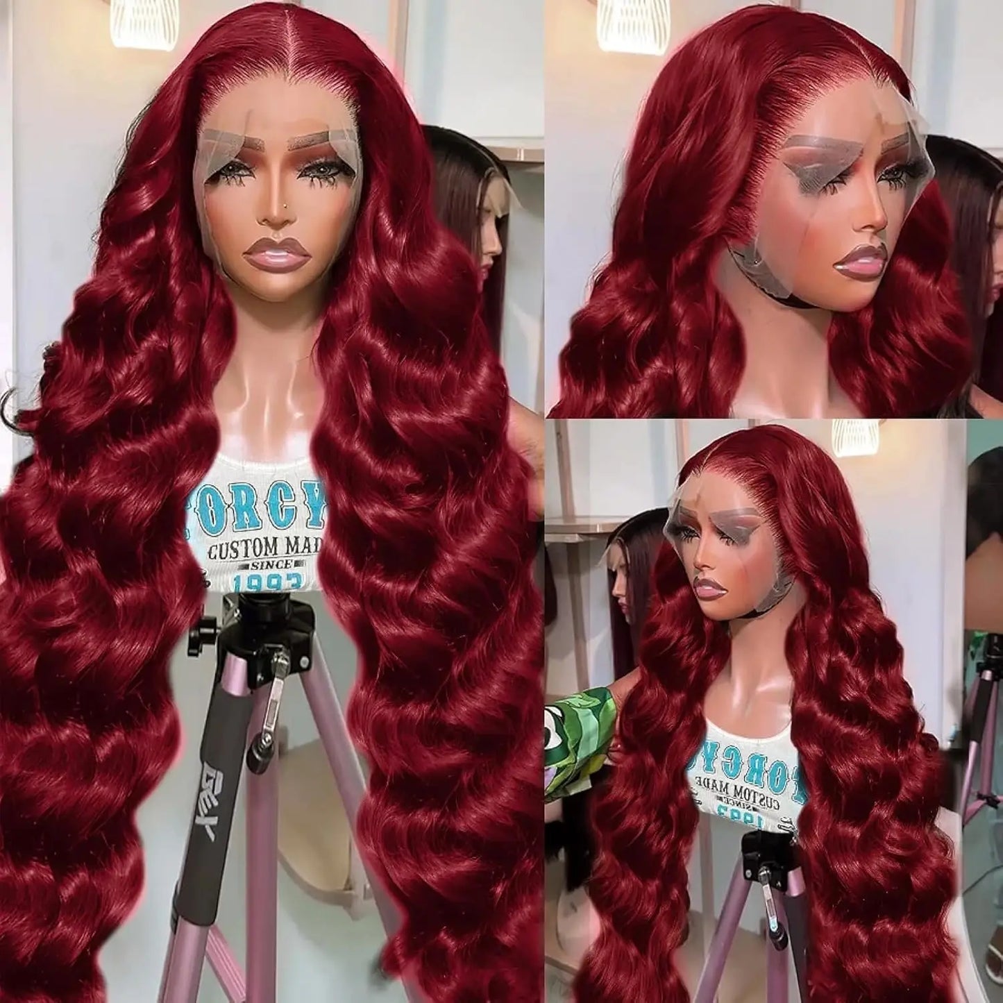 99j Burgundy Body Wave Human Hair 13x6 Hd Transparent Lace Front Wig 13x4 Curly Colored 30 40 Inch Brazilian Hair For Women