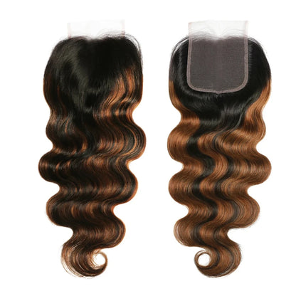 UNice Hair Reddish Brown Body Wave Bundles With 4x4 Closure 100% Human Hair 2/3/4 PCS Bundles And Closure Can Make 250% Lace Wig