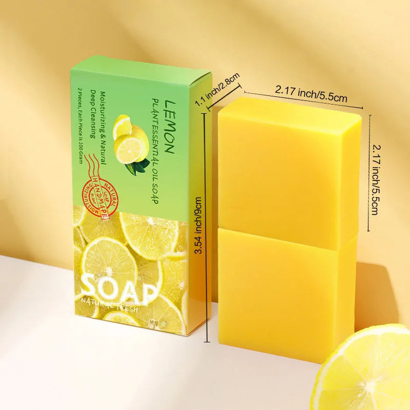 100g*2pcs Fresh Lemon Essential Oil Soap For  Washing Handmade Soap For Oil Control Dandruff Removal Smooth Hair Natural Organic