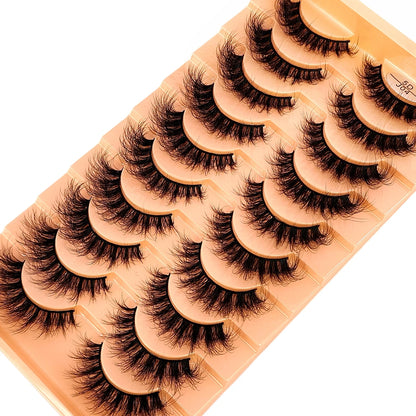 10Pairs 3D Mink Lashes Cilios Fluffy Soft Beauty Natural Short Mink Fake Eyelashes Classic Thick Reusable Makeup False Eyelashes