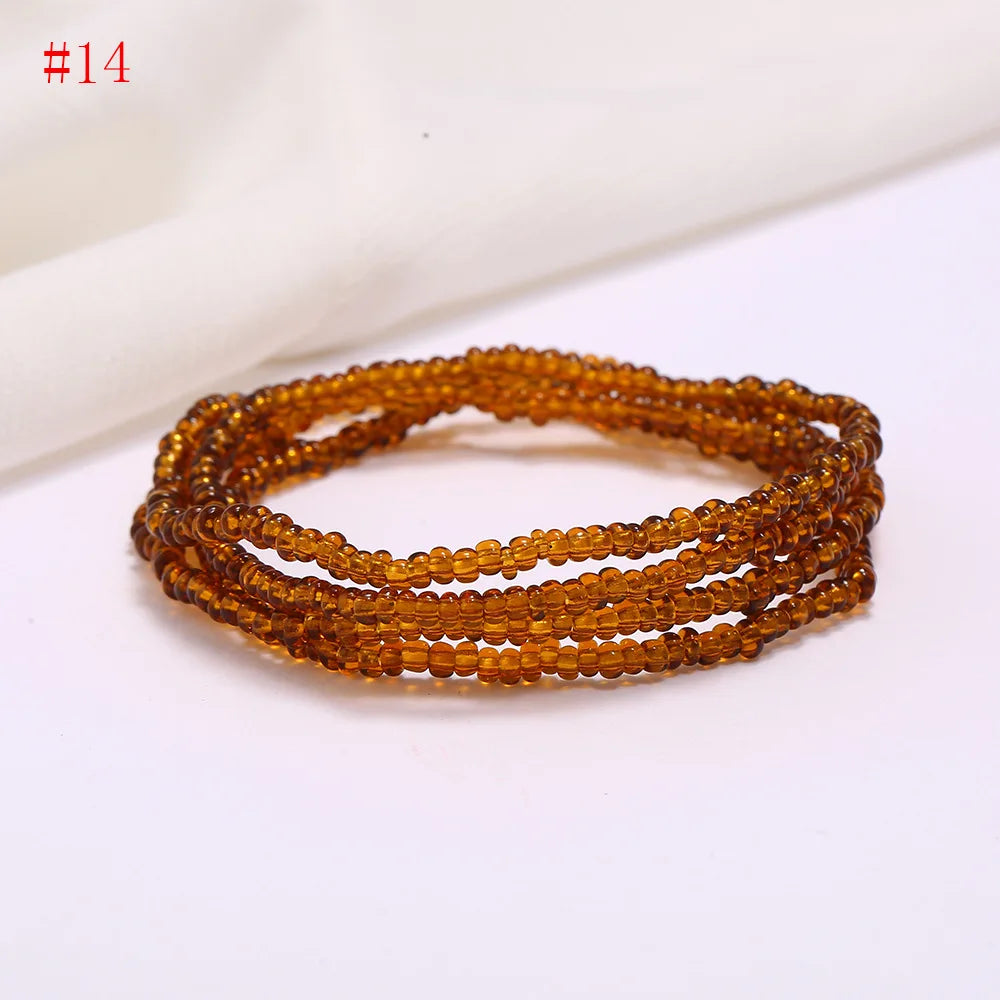 New Fashion Multi-layer Handmade Colored Rice Beads Beach Chain Summer Popular Waist Chain Women BD7051