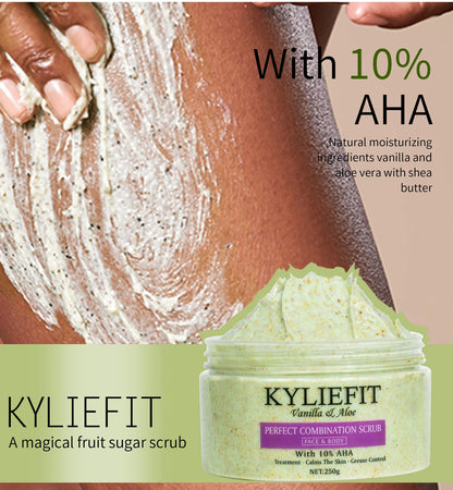 Natural Vanilla & Aloe Perfect Combination Scrub, With 10% AHA, Reduce Acne and Black Spots, For Face & Body Use