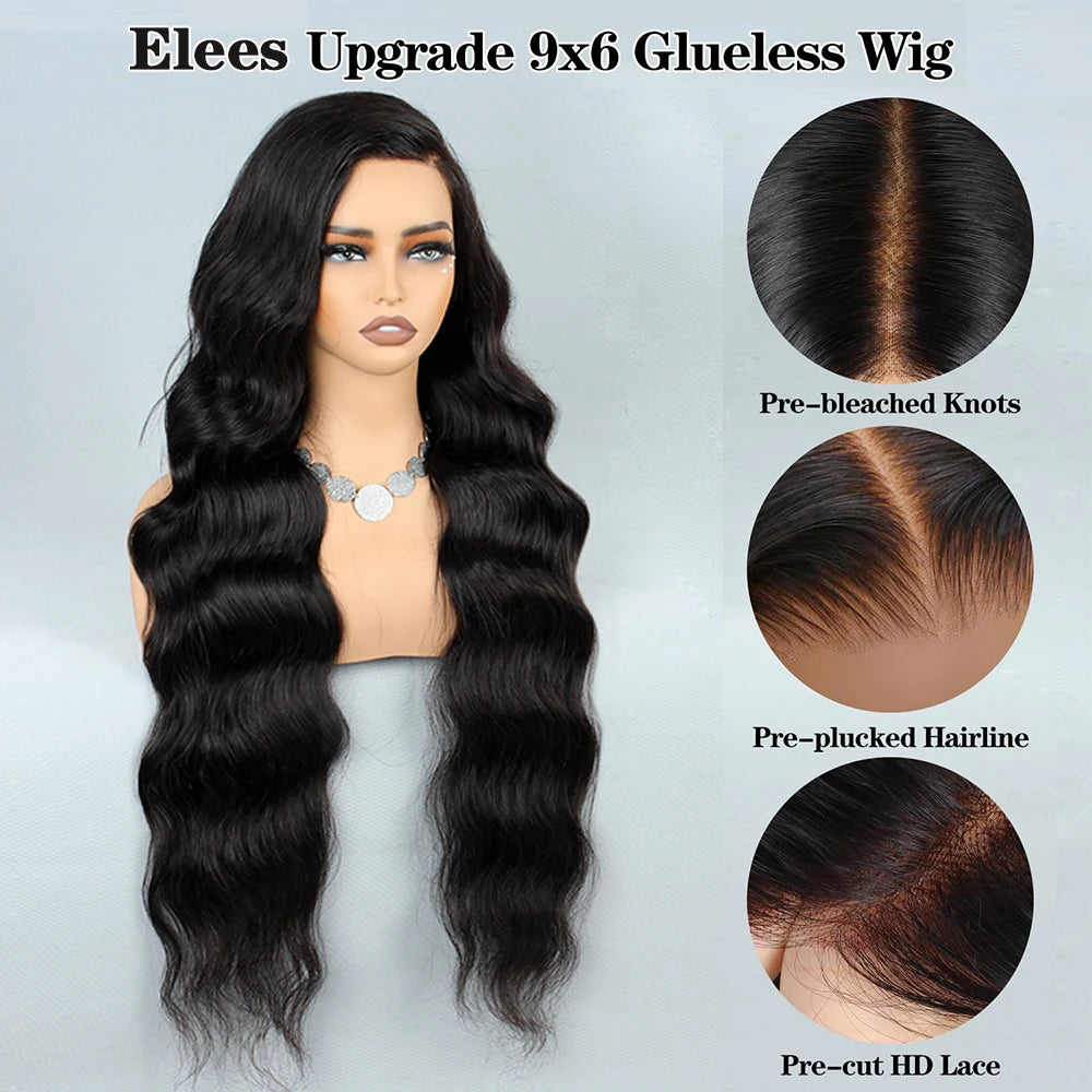 9x6 Wear and Go Glueless Wigs Human Hair Pre Plucked Pre Cut 1B/30 Highlight Ombre Lace Front Wigs Body Wave Human Hair Wigs