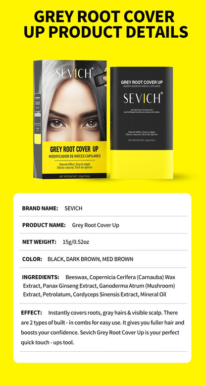 SEVICH 3 Colors Hair Coloring Stick Quickly Covers Gray White Hair Concealer Waterproof Hairline Instant Covering Hair Dye Stick