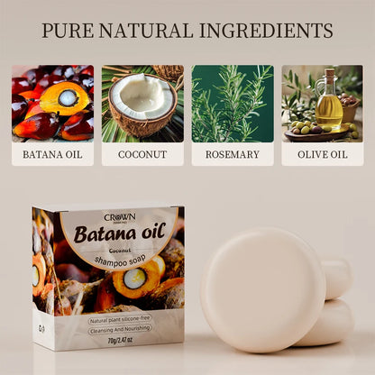 2-in-1 Natural Anti-Hair Loss Shampoo Bar with Batana and Rosemary – Controls Oil, Strengthens Roots, Vegan & Long-Lasting