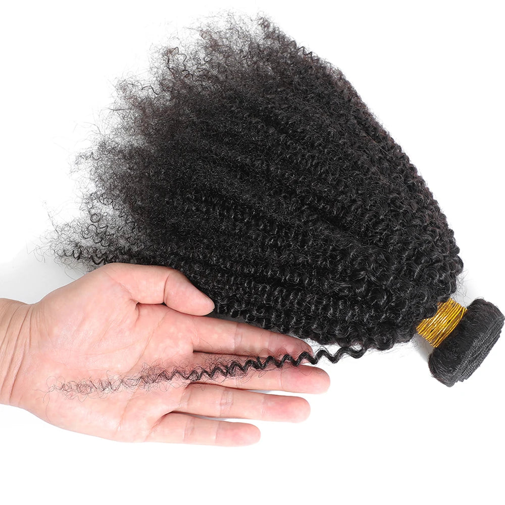 Raw Indian Afro Kinky Curly Human Hair Bundles 4B 4C Natural Virgin Curly 100% Soft Human Hair Weave Bundle Hair Extension Weft
