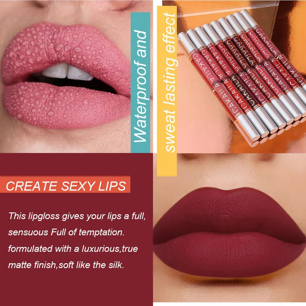 1PC Velvet Matte Lipstick Lip Gloss Light Red Liquid Lip Tint Cream Pigment Long Lasting Silky Texture Lips Women's Cosmetics