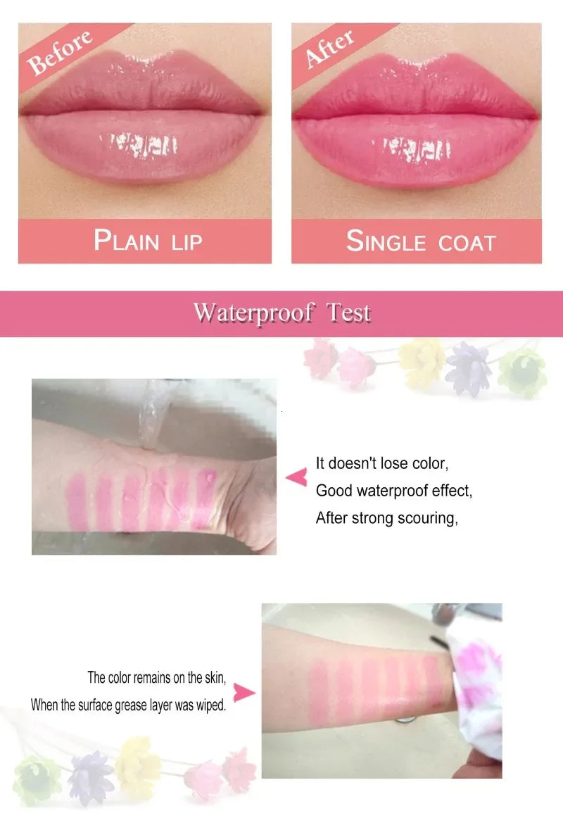 Flower Jelly Lipstick Set Temperature Change Moisturizer Flower Lip Stick Long Lasting Lip Balm Magic Color Change Lip Gloss Set