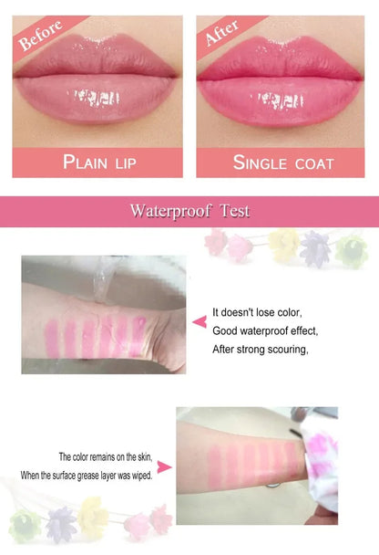 Flower Jelly Lipstick Set Temperature Change Moisturizer Flower Lip Stick Long Lasting Lip Balm Magic Color Change Lip Gloss Set