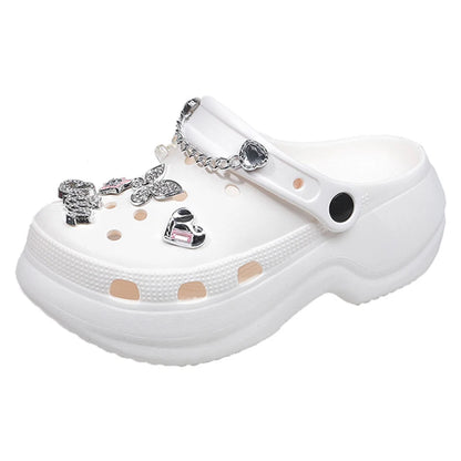 Crystal Butterfly Platform Sandals Women 2025 Summer Non Slip Eva Clogs Garden Shoes Woman Cozy Thick Sole Beach Sandals Female