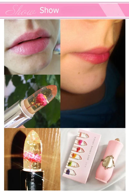Flower Jelly Lipstick Set Temperature Change Moisturizer Flower Lip Stick Long Lasting Lip Balm Magic Color Change Lip Gloss Set