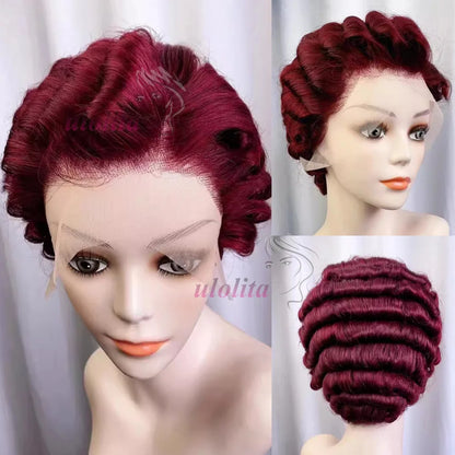 613 Blonde Pixie Cut Short Bob Loose Wave Human Hair Wigs Chocolate Brown Short Bob 13x4 Transparent Lace Front Wigs Preplucked