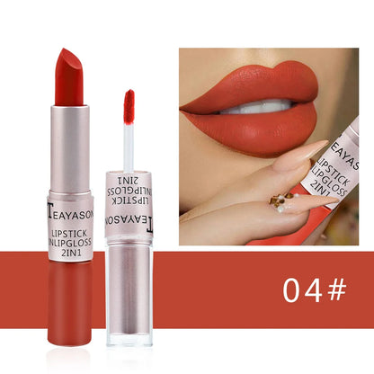 1PC Pink Lipstick Sexy Lip Gloss 2 In 1 Lip Tint Waterproof Long -Lasting Moisture Red Lip Matte Lipstick Make-Up For Women
