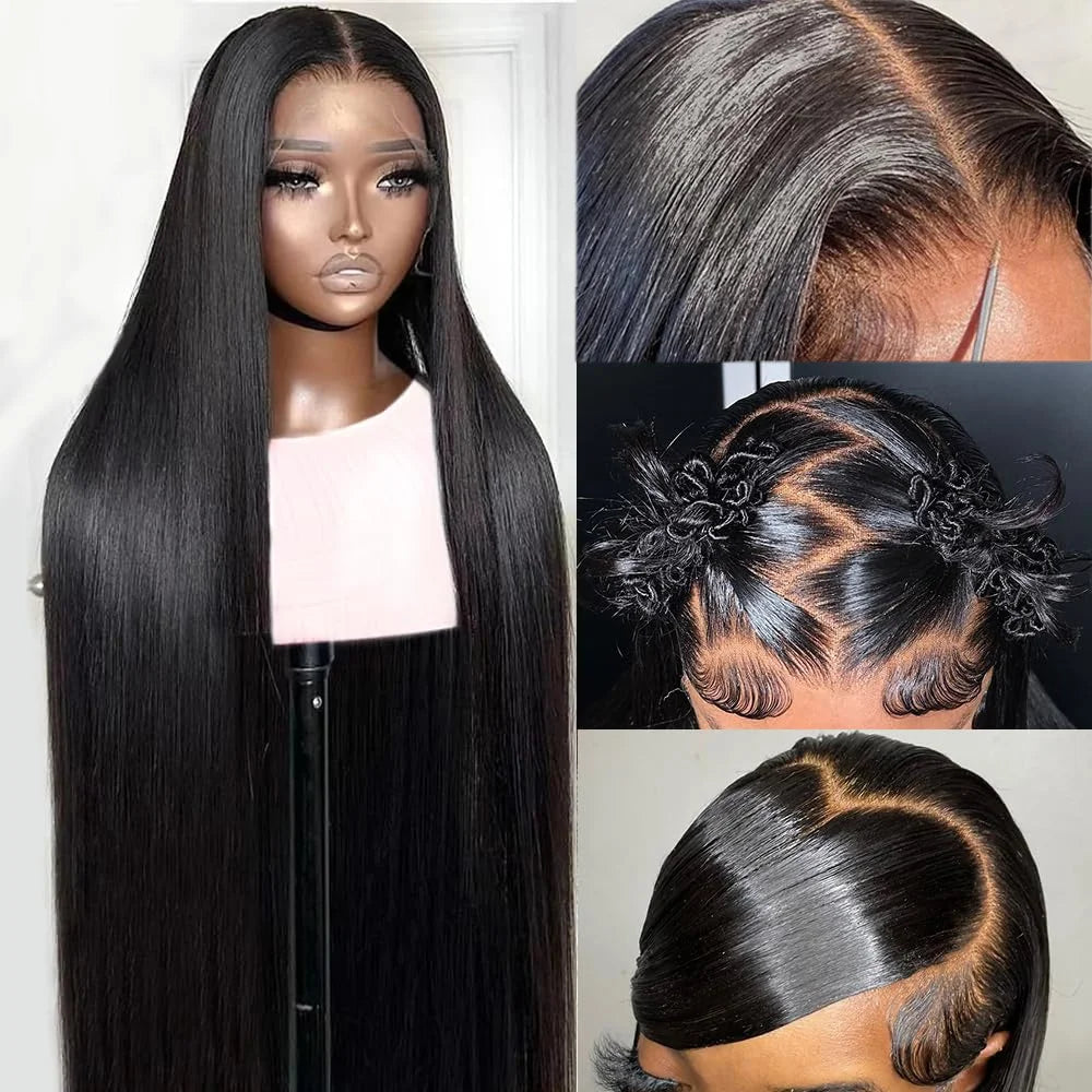 250 Density 13x4 HD Transparent Lace Front Human Hair Wigs 13x6 Straight Lace Frontal PrePlucked Brazilian Remy Wig For Women