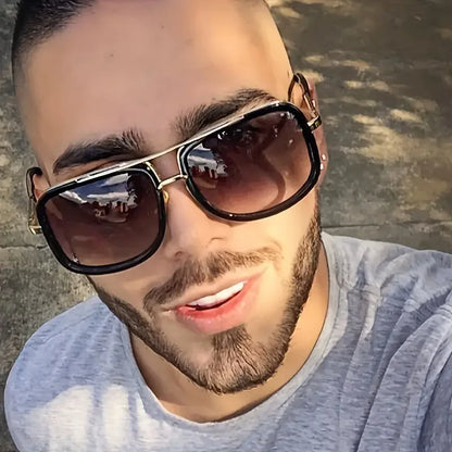 New Fashion Big Frame Sunglasses Men Square  Metal Sun Glasses Women Retro Sun Glasses Vintage High Quality Gafas Oculos De Sol