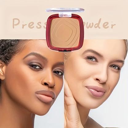 Matte Full Coverage Pressed Powder Foundation With Puff Applicator, 24H Fresh Wear Matte Weightless Finishing Powder Makeup